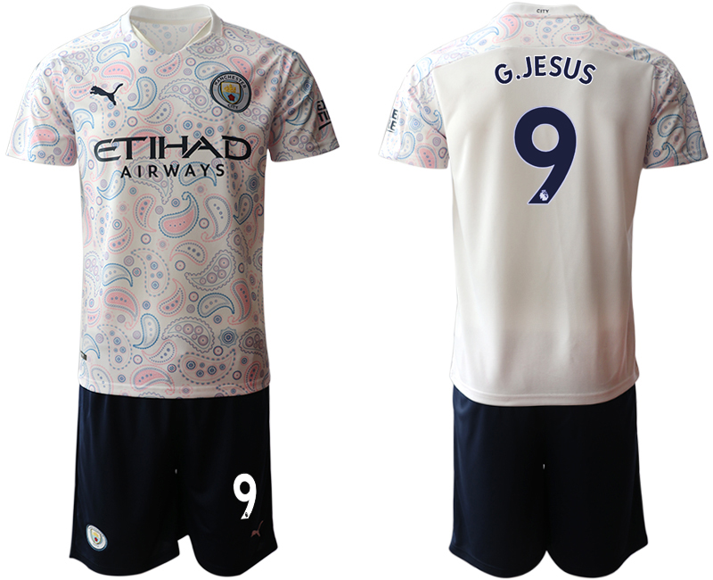 Men 2020-2021 club Manchester City away #9 white Soccer Jerseys->->Soccer Club Jersey